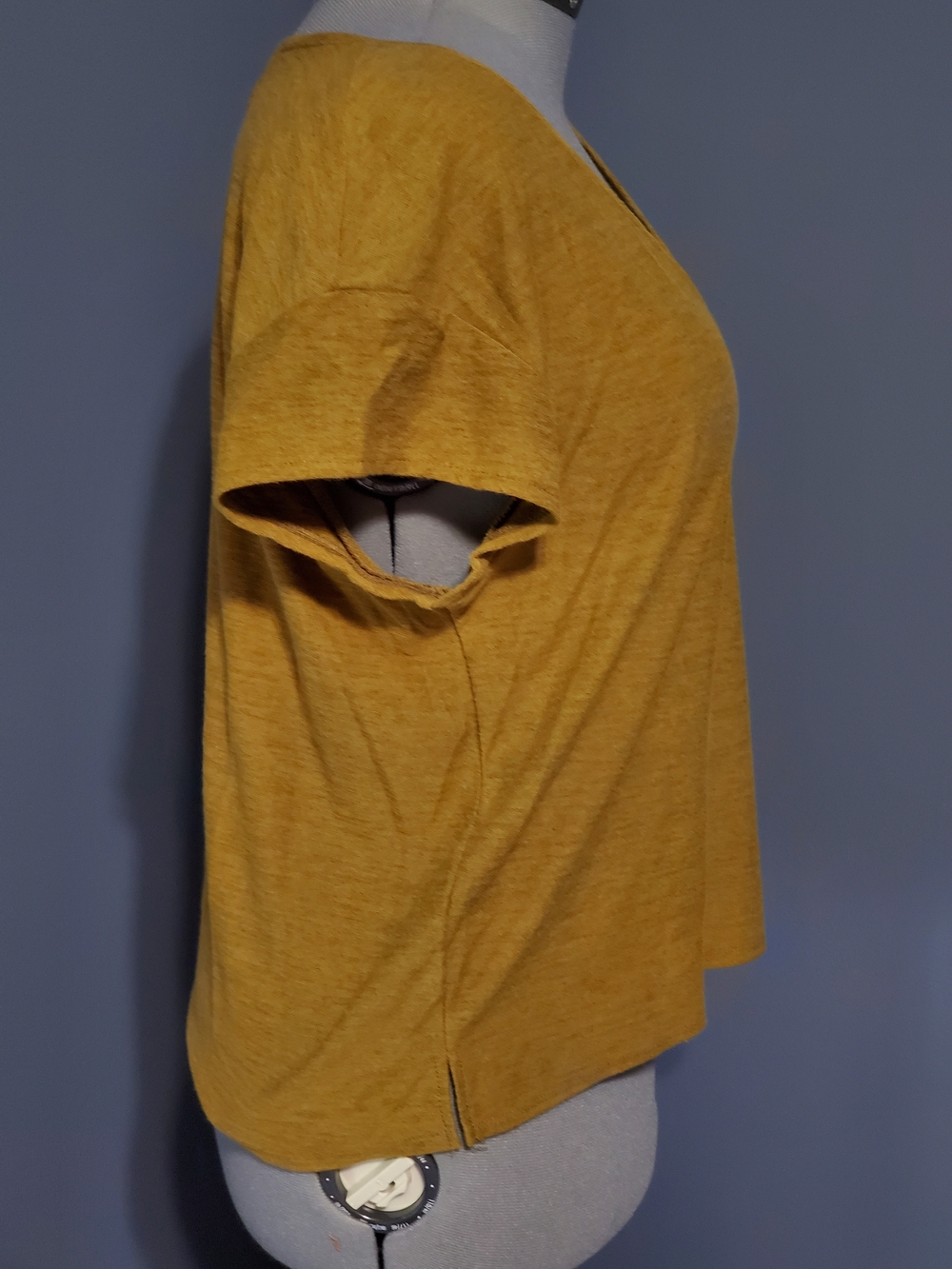 Madewell Mustard Yellow V-Neck Short Sleeve Tee Women's Size L - Picture 4 of 6